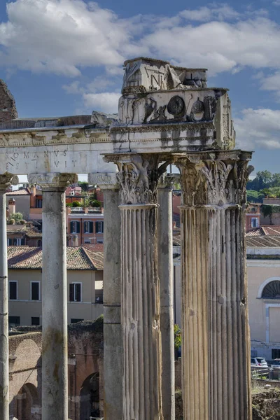 Форум Римский Вид Руины Нескольких Важных Древних Зданий Остатки Храма — стоковое фото