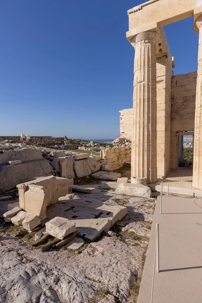 Propylaia Monumental Puerta Ceremonial Acrópolis Atenas Grecia Una Antigua Ciudadela — Foto de Stock