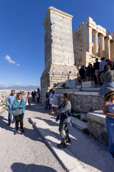 Athen Griechenland Oktober 2022 Die Menge Der Touristen Vor Dem — Stockfoto