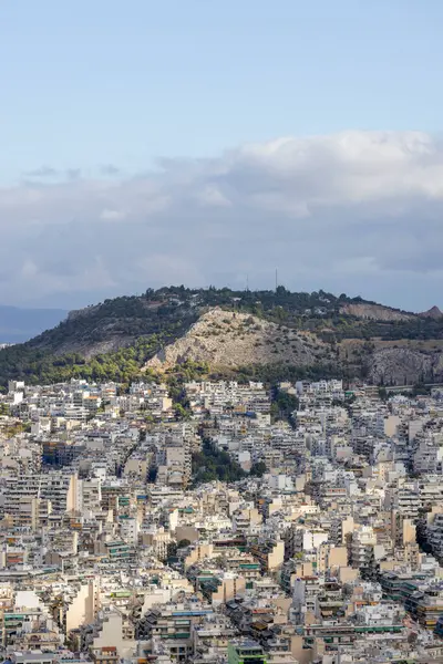 Ateny Grecja Października 2022 Widok Lotu Ptaka Miasto Góry Lycabettus — Zdjęcie stockowe