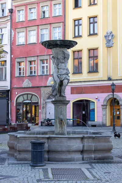 Swidnica Poland September 2021 18Th Century Neptune Fountain Main Square — Stock Photo, Image