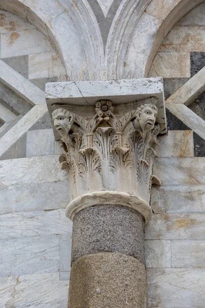 Pisa Italië Mei 2019 Decoratieve Gevel Van Scheve Toren Van — Stockfoto