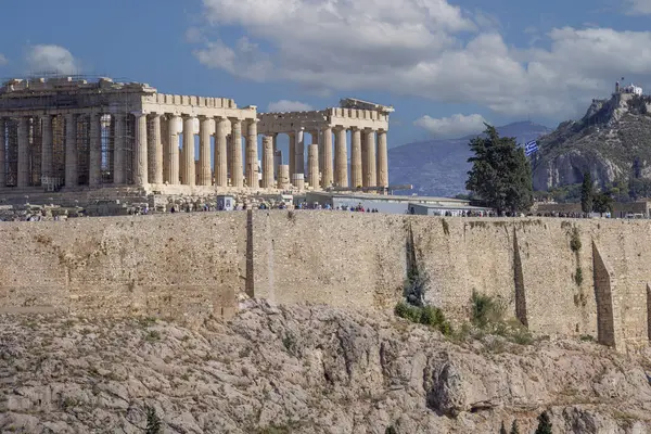 Афины Греция Октября 2022 Года Вид Афинские Акрополя Парфеноном Фоне — стоковое фото