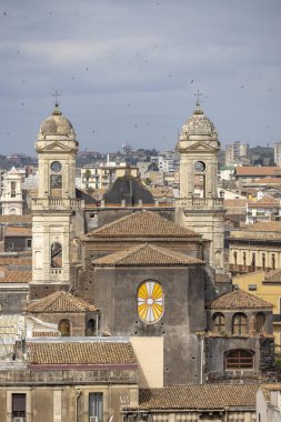 Catania, Sicilya, İtalya - 30 Nisan 2023: Assisi 'nin ortaçağ St. Francis' i ile Lekesiz Gebelik Kilisesi 'ne (San Francesco d' Assisi all 'Immacolata)
