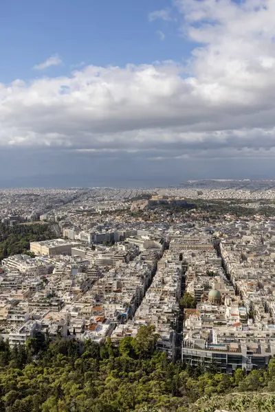 stock image Athens, Greece - October 18, 2022: Aerial view of the city from the Mount Lycabettus on a sunny day. Peak is the highest point in Central Athens