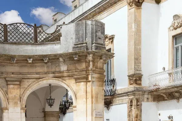 stock image Martina Franca, Italy, Apulia - May 25, 2024:  Maria Immaculate Square (Piazza Maria Immacolata), historical portici in neoclassical style