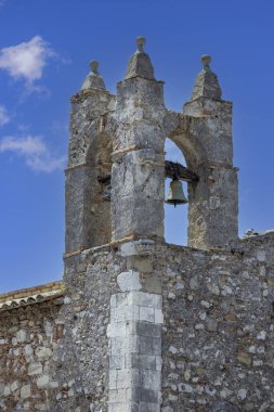 Taormina, Sicilya, İtalya - 28 Nisan 2023: St. Antonio Abate Ortaçağ Kilisesi (Chiesa di Sant 'Antonio Abate) Saint Antonio Abate Meydanı (Piazza S. Antonio Abate Meydanı))
