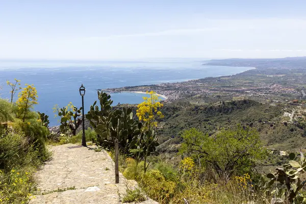 stock image Historic path of Saracens (Sentiero dei Saraceni) in mountains between Taormina and Castelmola, along the slope of Monte Tauro, Sicily; Italy