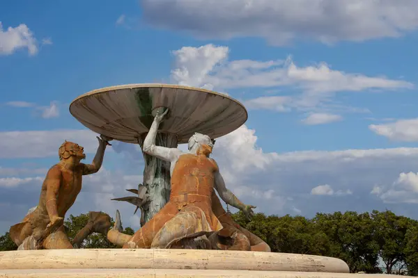 stock image Malta, Valletta - October 20, 2015: Triton Fountain, one of most important Modernist landmarks in Malta