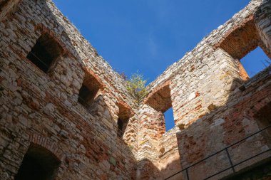 Babice, Lipowiec Şatosu, Polonya - 6 Ekim 2024: Lipowiec Kalesi 'nin eski kalıntıları, Polonya Jura' daki Krakow-Czestochowa Kalesi)