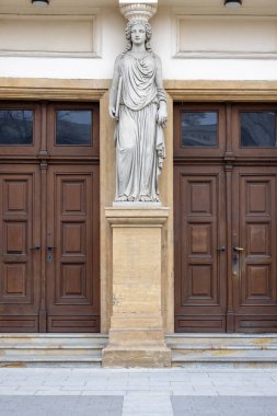 Brno, Czech Republic, Moravia - March 5, 2023: Facade of Janacek Academy of Performing Arts (JAMU), public university of of music and theater clipart