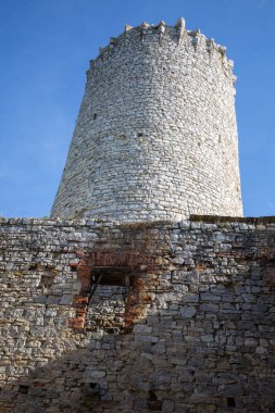 Babice, Lipowiec Şatosu, Polonya - 6 Ekim 2024: Lipowiec Kalesi 'nin eski kalıntıları, Polonya Jura' daki Krakow-Czestochowa Kalesi)