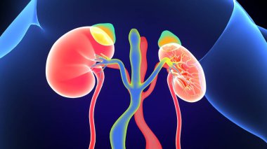 Böbrek Sistemi Anatomisi. 3 Boyutlu Resimler