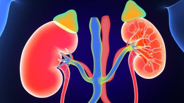 Böbrek Sistemi Anatomisi. 3 Boyutlu Resimler