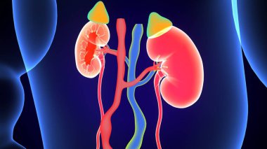 Böbrek Sistemi Anatomisi. 3 Boyutlu Resimler