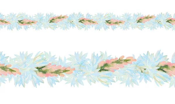 Polianthes Tuberosa Flores Brancas Botões Cor Rosa Fronteira Sem Costura — Fotografia de Stock