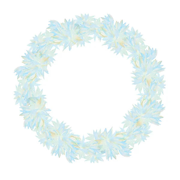 Weiße Blüten Von Polianthes Tuberosa Handgezeichneter Aquarellkranz Künstlerische Illustration Auf — Stockfoto