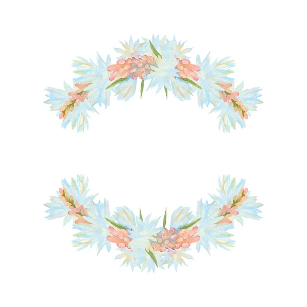 Weiße Blüten Und Rosa Knospen Der Tuberose Handgezeichneter Aquarellkranz Künstlerische — Stockfoto