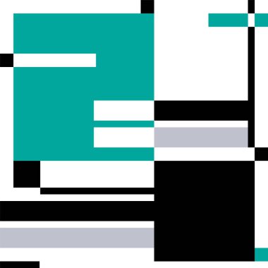 Emerald rectangle and black geometric elements. Abstract Geometric Composition. Avant-Garde graphic style design. Vector illustration on a white background.