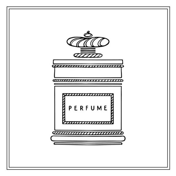 Rectangular Antique Glass Perfume Bottle Antique Cap Black White Fashion — Stock Vector