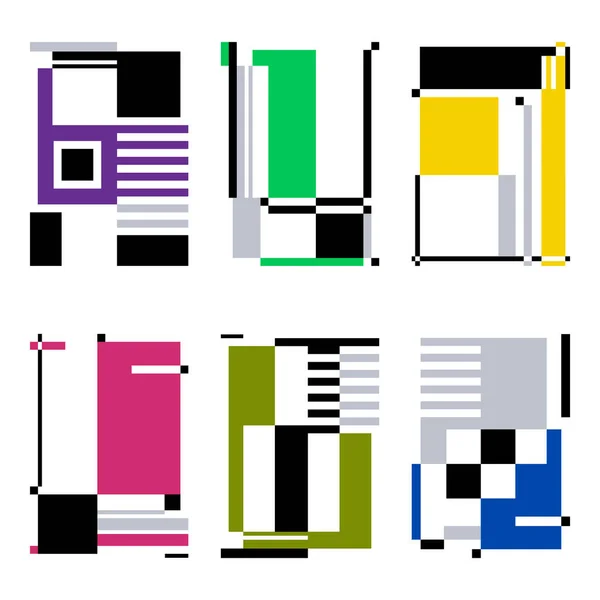 Квадратний Плакат Набір Шести Абстрактних Графічних Композицій Дизайн Графічного Стилю — стоковий вектор