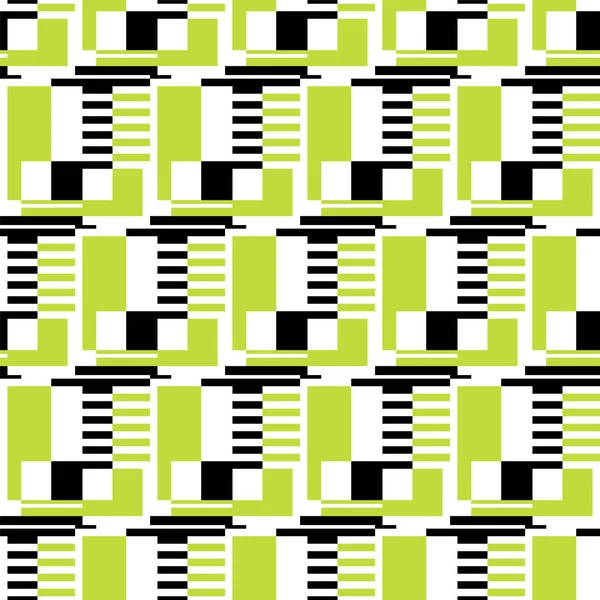 Hellgrüne Rechtecke Und Schwarze Geometrische Elemente Zusammensetzung Von Quadraten Linien — Stockvektor