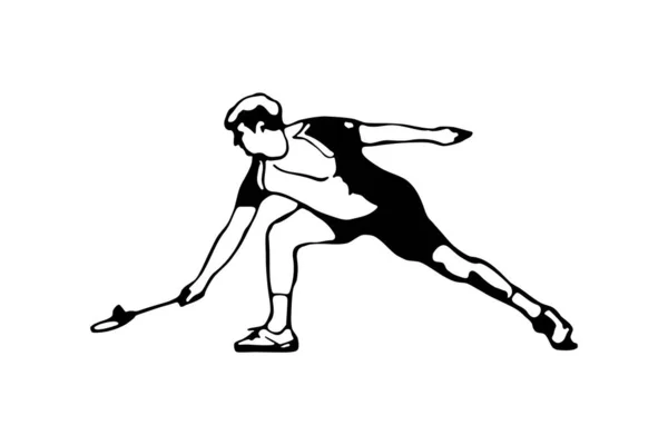 Badmintonspelare Man Som Gör Ett Nätskott Affischmall Svart Och Vit — Stock vektor