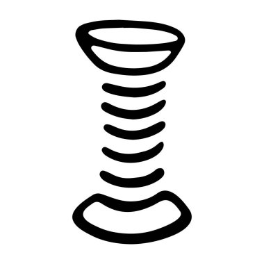 Eskimiş dikiş kutusu. Siyah beyaz ikon. Beyaz arkaplanda elle çizilmiş vektör çizimi.