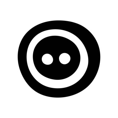 İki delikli yuvarlak düğme. Siyah beyaz ikon. El çizimi vektör illüstrasyonu