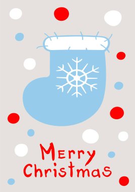 Blue Christmas stockings with snowflake. Merry Christmas and Happy New Year greeting card and posters in Trendy Colors. Winter holiday vector illustration. clipart