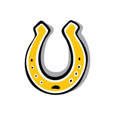 At nalı. Aziz Patrick Günü 'nün sembolünü elle çizdim. İrlanda kültürünün, şansının ve neşesinin şenlikli bir kutlaması. Beyaz arkaplanda vektör illüstrasyonu.