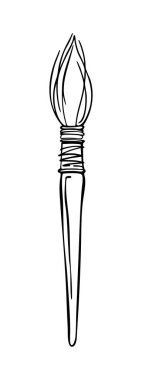 Yuvarlak Fırça. El çizimi siyah-beyaz vektör çizimi. Çalışma kağıtları, sanat dersleri, basılabilir tablolar, markalaşma, planlama ve dijital tasarım için. Ölçeklenebilir ve düzenlenebilir.