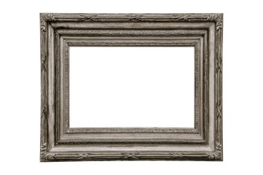 Wooden wide photo frame white background shabby chic greyish luxury