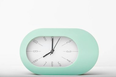 Contemporary alarm clock modern design white background studio new