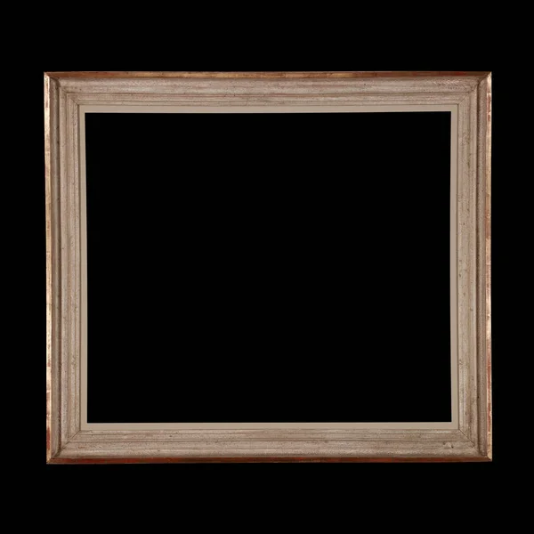 Wooden Simple Old Photo Frame Black Background Minimalist Brown Golden — 스톡 사진
