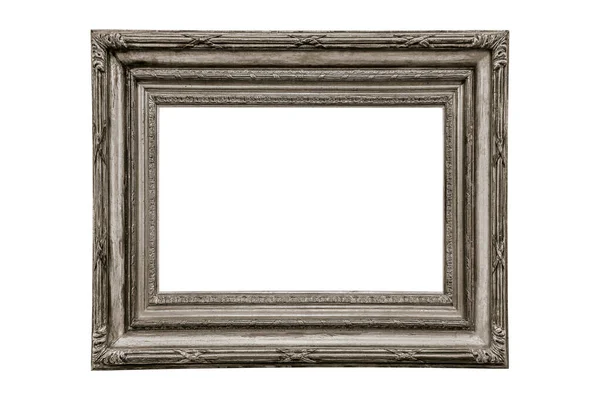Wooden Wide Photo Frame White Background Shabby Chic Greyish Luxury — Stockfoto