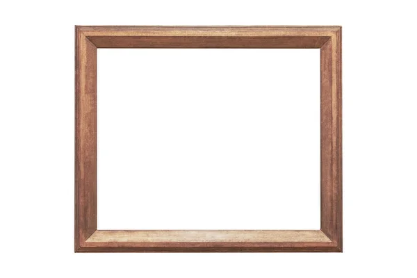 Wooden Simple Old Photo Frame White Background Minimalist Golden Red —  Fotos de Stock