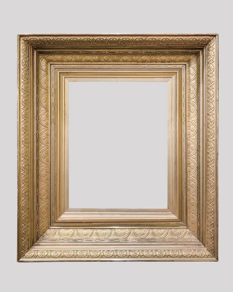 Quadro Metálico Dourado Amplo Detalhe Galeria Clássica Arte Luxo Isolado — Fotografia de Stock