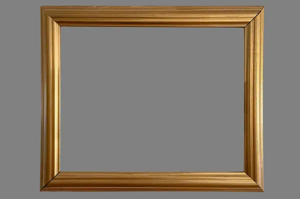 Elegantní Jednoduché Dřevěné Zlato Zlatý Lesklý Foto Rám Stiped Řezby — Stock fotografie