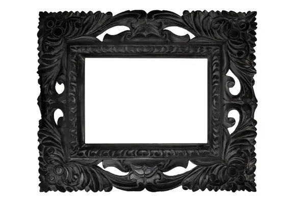 Black Flourishes Ornamental Wide Template Isolated Photo Frame Border White — Stock Photo, Image