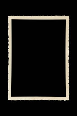 Eski kağıt fotoğraf çerçevesi çerçeve şablonu izole edilmiş siyah arkaplan retro biçimi