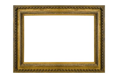 Oyma ahşap çerçeve dekoratif kahverengi ahşap izole boş çerçeve çiçek dikdörtgeni