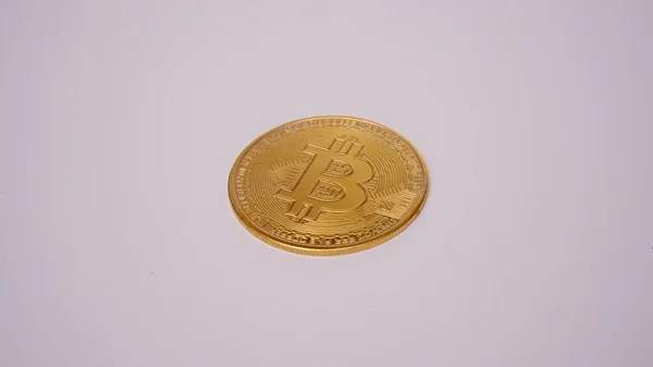 Bitcoin Mynt Vit Bakgrund — Stockfoto