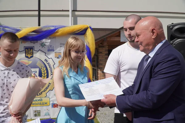 stock image Lutsk, Ukraine, May 27, 2023: Commendation to Students in Volyn Professional College of the National University of Food Technologies