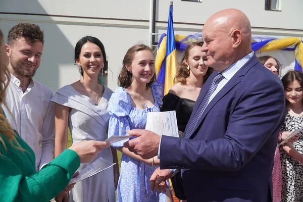 stock image Lutsk, Ukraine, May 27, 2023: Commendation to Students in Volyn Professional College of the National University of Food Technologies