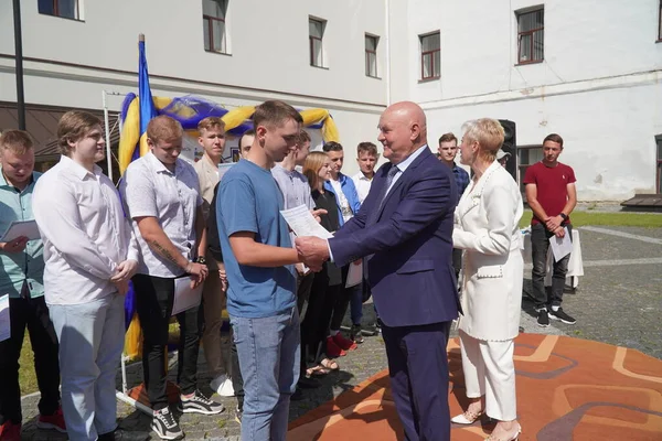 Lutsk Ucrânia Maio 2023 Comenda Aos Estudantes Volyn Professional College — Fotografia de Stock