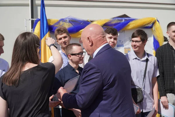 stock image Lutsk, Ukraine, May 27, 2023: Commendation to Students in Volyn Professional College of the National University of Food Technologies