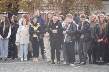 Lutsk, Ukrayna, 27 Mayıs 2023: Ulusal Gıda Teknolojileri Üniversitesi Volyn Profesyonel Koleji öğrencileri