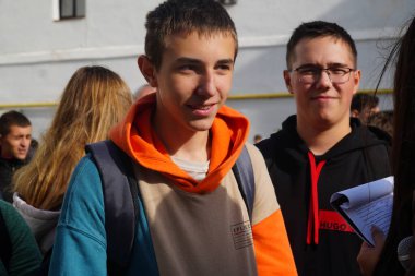 Lutsk, Ukrayna, 27 Mayıs 2023: Ulusal Gıda Teknolojileri Üniversitesi Volyn Profesyonel Koleji öğrencileri