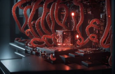 Monters virüs saldırısı sunucu bilgisayar devre kartı .